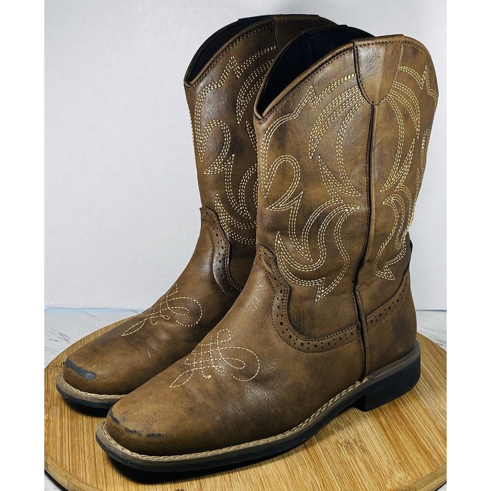 Rodeo Ropers Festival 2 Brown Stitch Mid Calf Western Boots Women's 6M (see Pic)